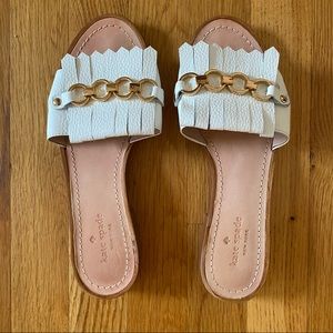 Kate Spade New York Brie Fringe Pleated leather slide sandal